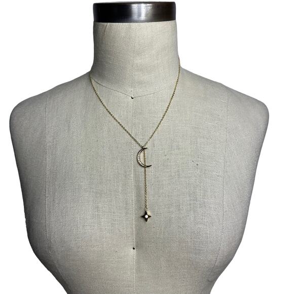 LILI CLASPE Gold Plated Rope The Moon Necklace Lariat New in Box - Picture 3 of 5